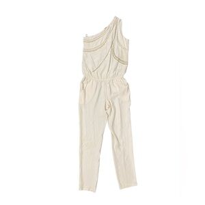 Women’s Ramy Brook Cream One Shoulder Beaded Jumpsuit with Pockets